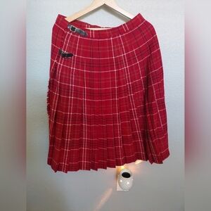 James Pringle Weavers of Inverness Scottish Kilt Red Plaid Wool 14 UK16